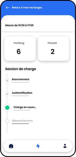 Session de charge en cours — App Chauffeur E-XOS